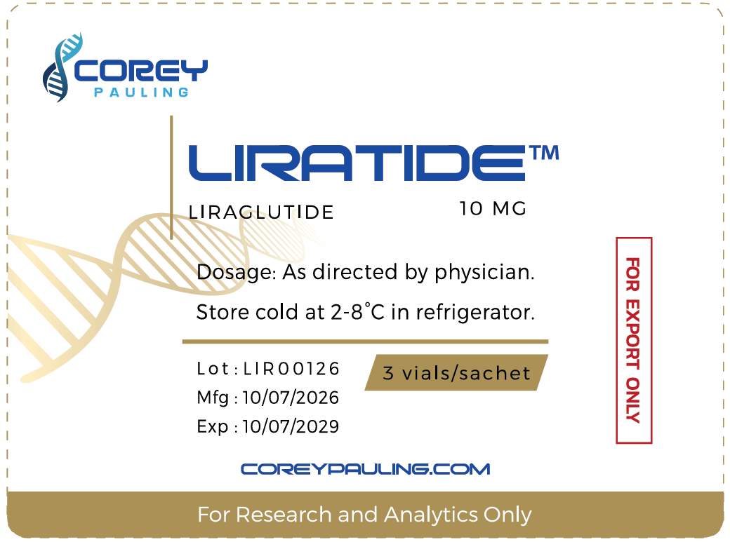 Liratide Liratide liraglutide 10 mg sachet label, 3 vials per sachet